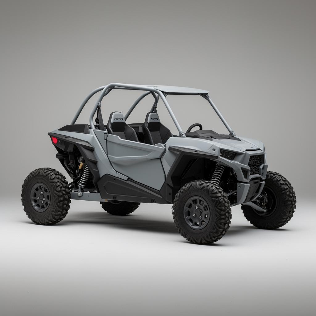 Grey Polaris RZR off-road buggy before wrap