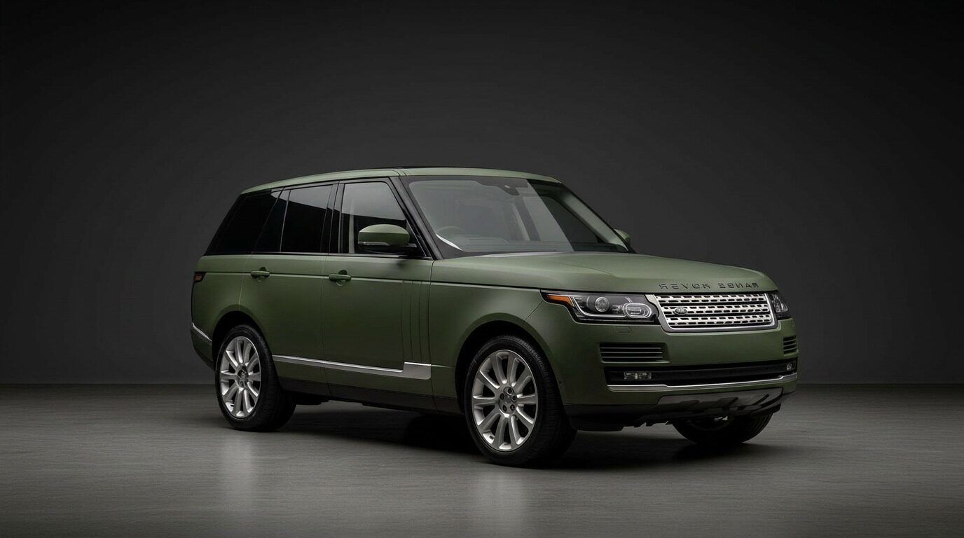 Range Rover after a matte military green vinyl wrap